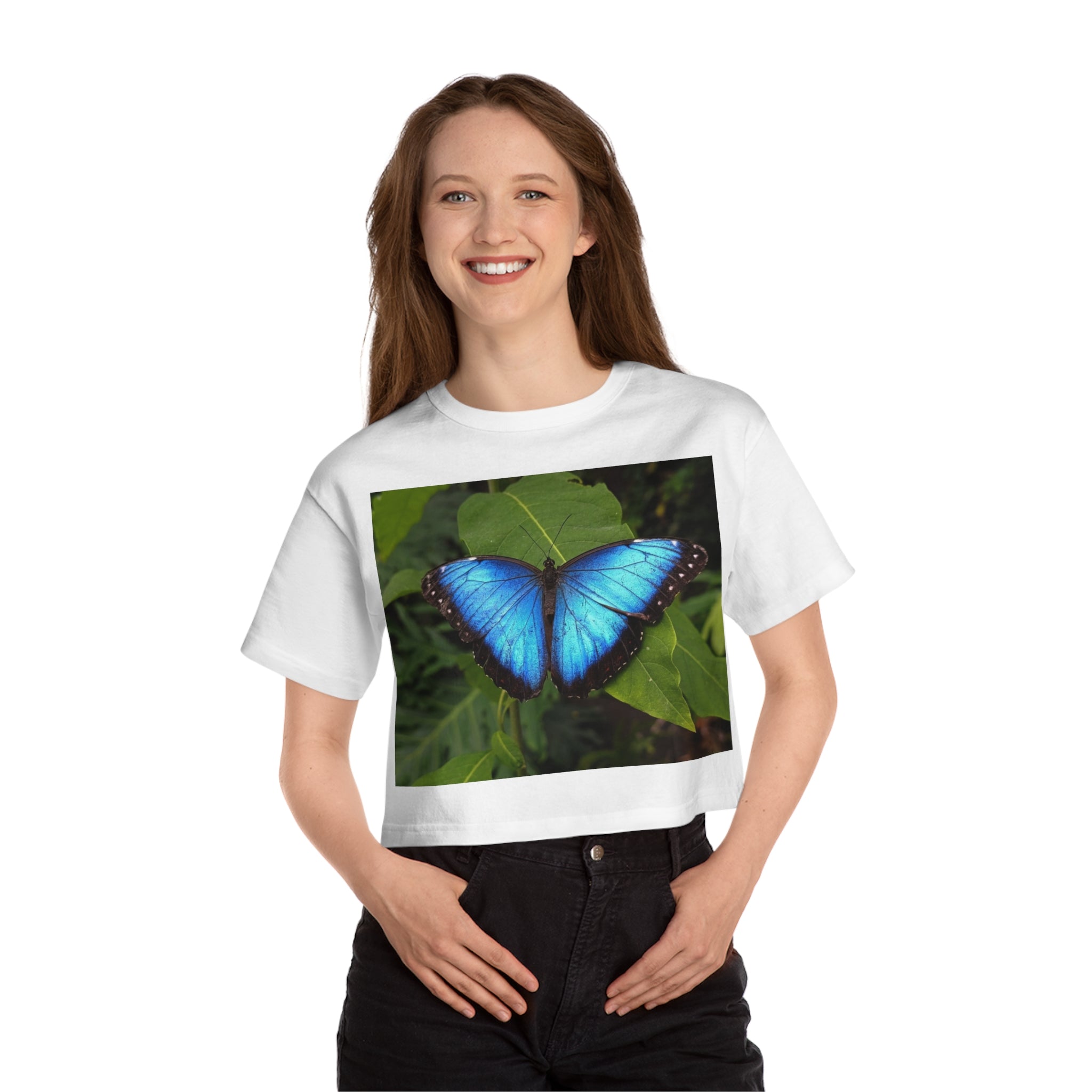 Butterfly Graphic Cropped T-Shirt for Women