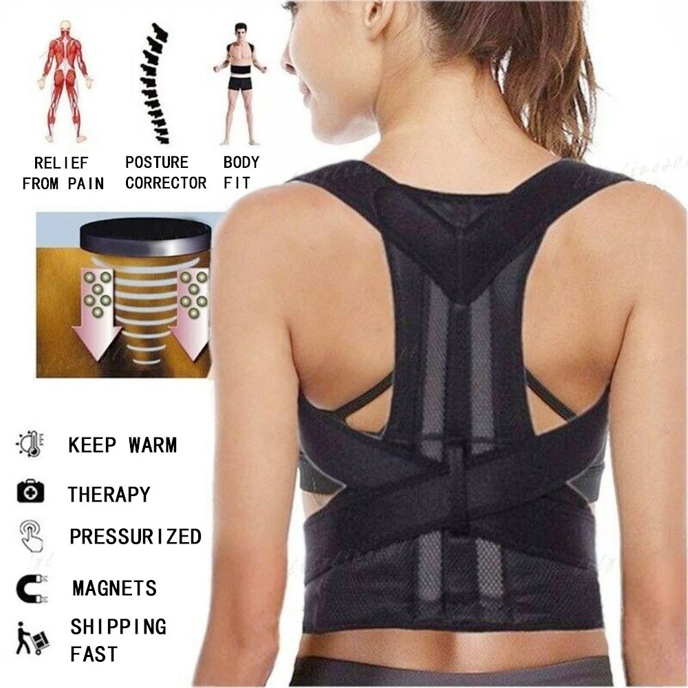 (No shipping fee)Adjustable Posture Corrector Low Back Support Shoulder Brace Belt For